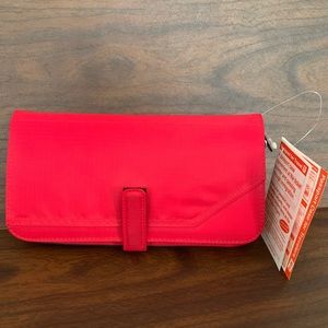Neon red long wallet